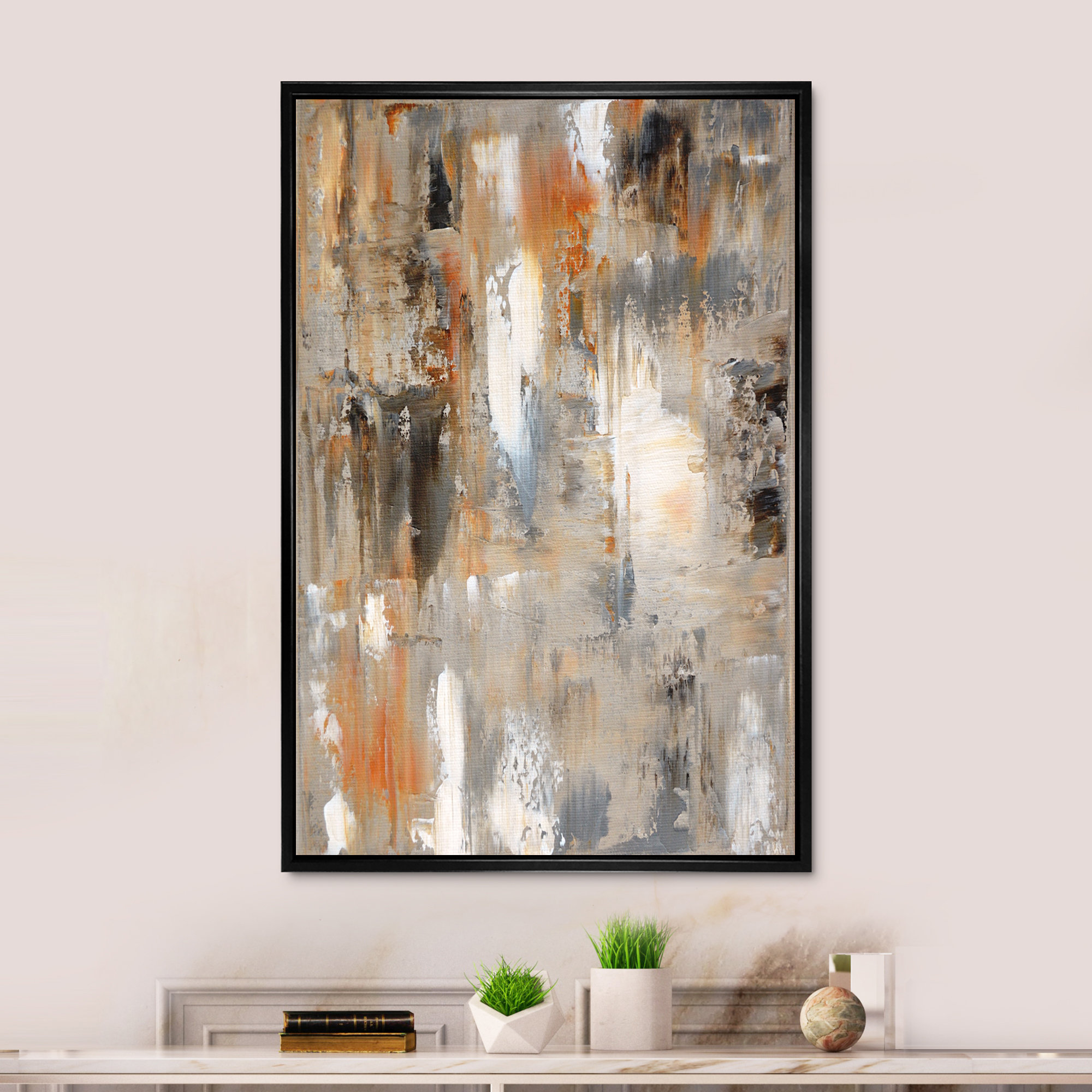 17 Stories Brown Meets Gray Abstract Art Modern & Contemporary Canvas