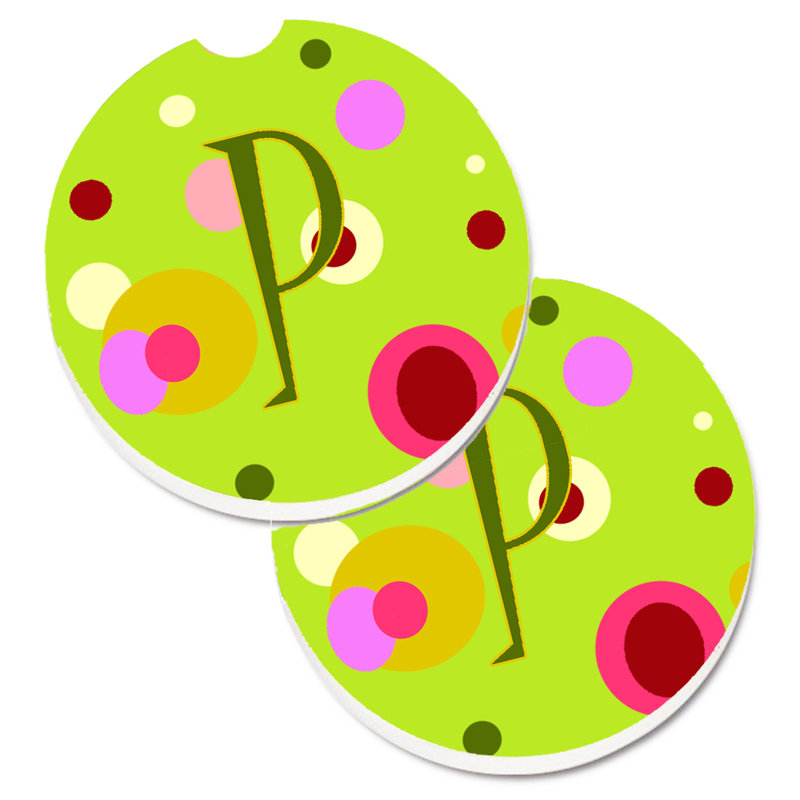 Sous-verre Initiale Monogram, P, Vert