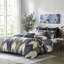 Courtepointe en coton bleu marine pleine grandeur - 3 pièces, prélavé, imprimé cassé, revers uni, literie de couchage élégante-120945315