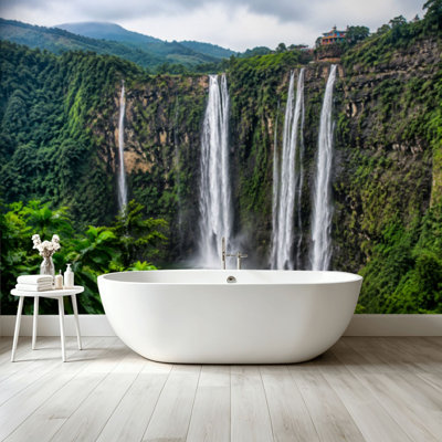 Peel and Stick Wallpaper Wall Mural Jog Falls Monsoon Wall Art Self Adhesive and Removable