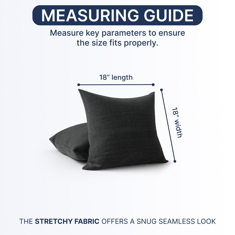 Stretchy Slipcover for Throw Pillow - Eco-Friendly & Soft - Fuco Cotton Collection (Set of 2), Gray