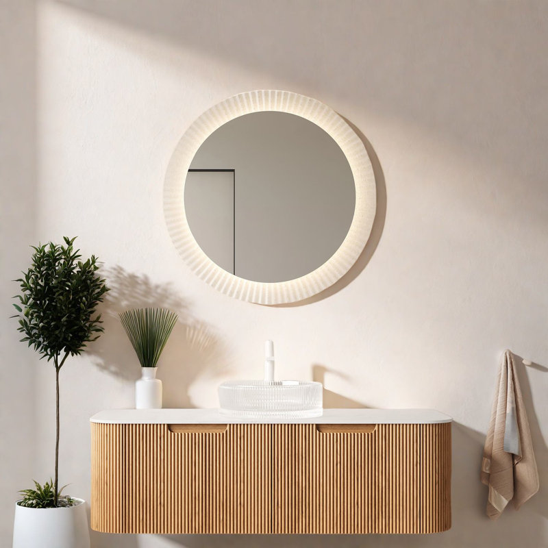 Meuble-lavabo moderne avec lavabo, meuble à grain de bois naturel
