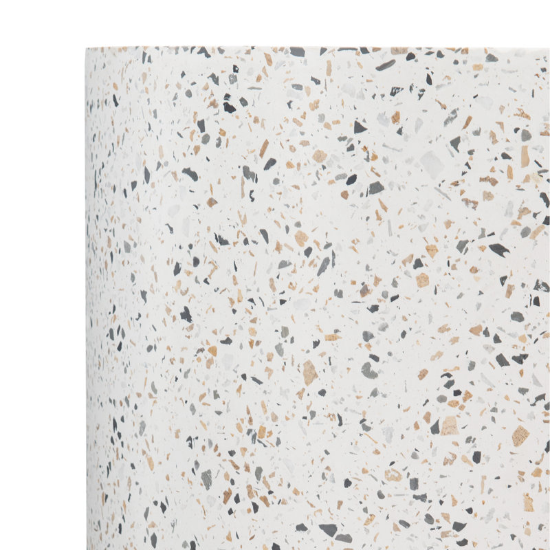 Luxurious White Terrazzo Round Side Table with Protective Top Coat