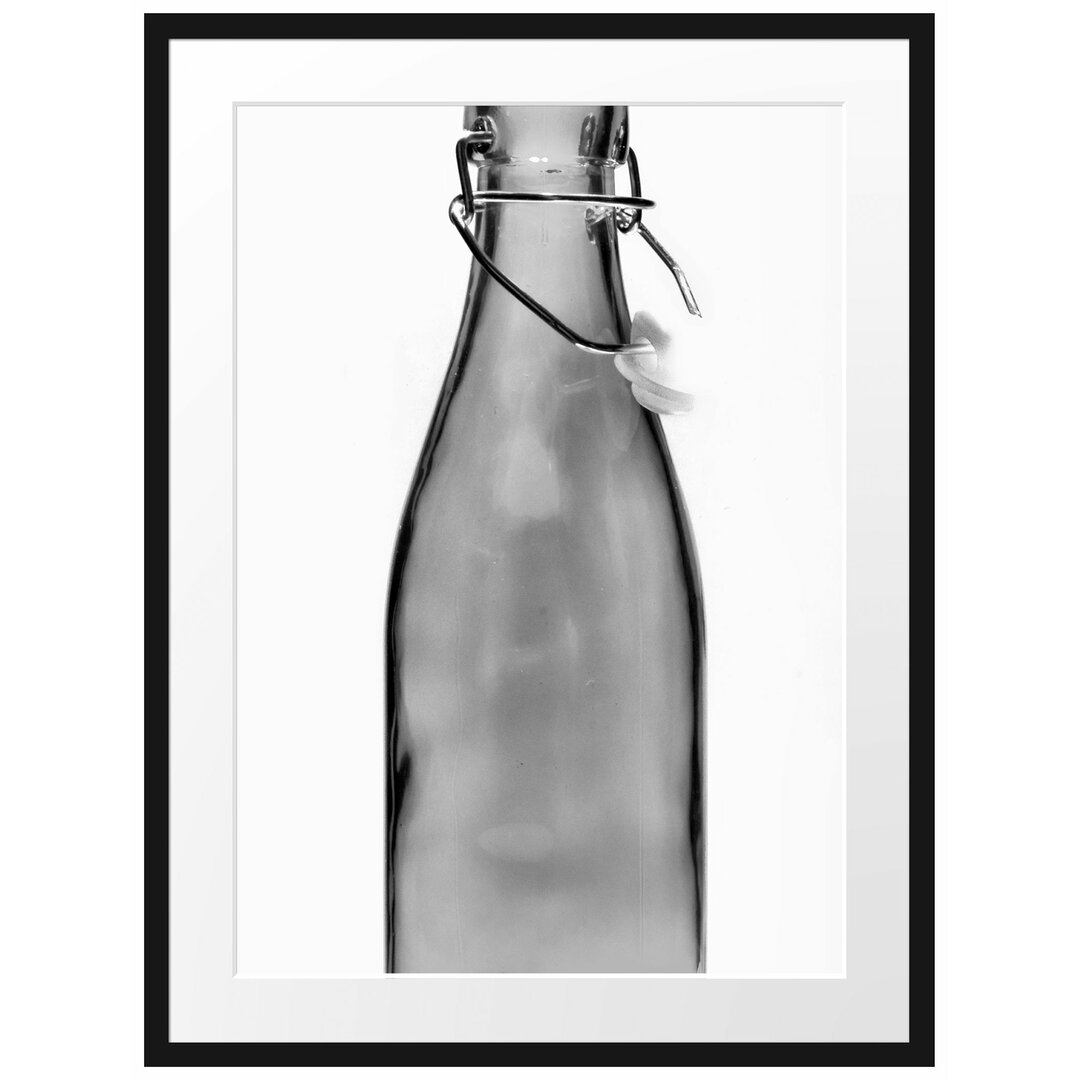 Gerahmtes Poster Blaue Glasflasche