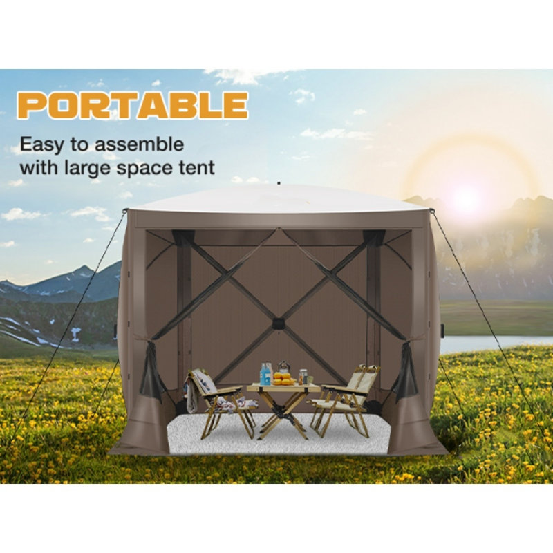 6FTx6FT Screen Room with Sidewalls and Mosquito Netting, Brown
