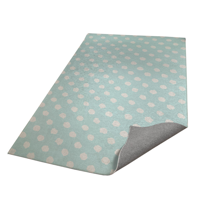 Grunge Dot Kids Play Mat, Rectangle 5' x 7', Light Blue/Blue