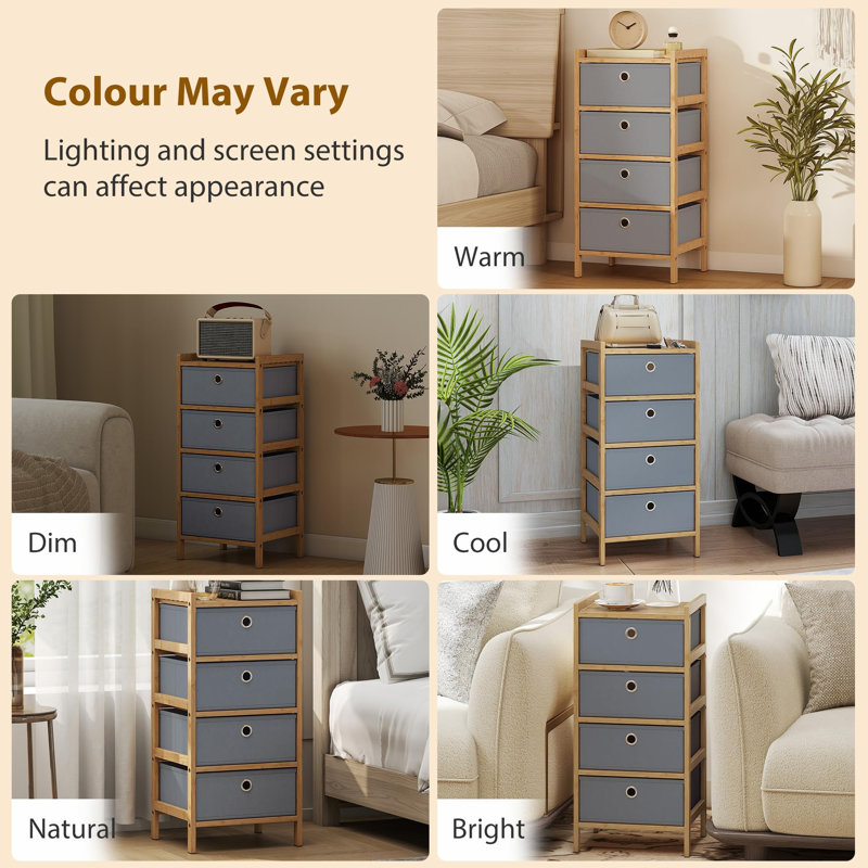 4 Drawer Storage Drawer, Light Grey