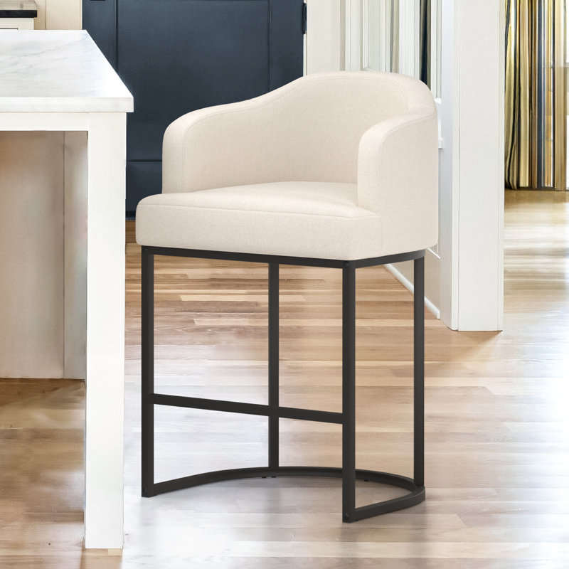 Alyce Solid Wood 27'' Stool, Beige/Linen
