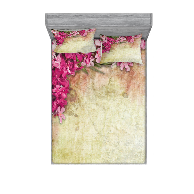 Ensemble de draps floral à motif vieilli, Ensemble de drap pour grand lit avec drap-housse