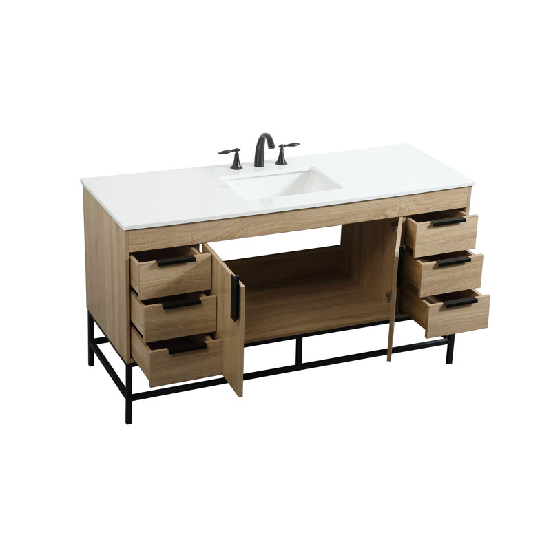 Ensemble de meuble-lavabo simple 60 po Eugene, Bois de manguier