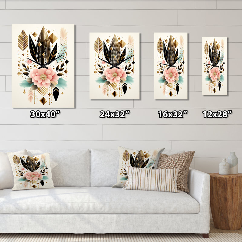 Horloge murale géométrique boho chic rétro géométrique II, H 28 po x l 12 po x P 1 po