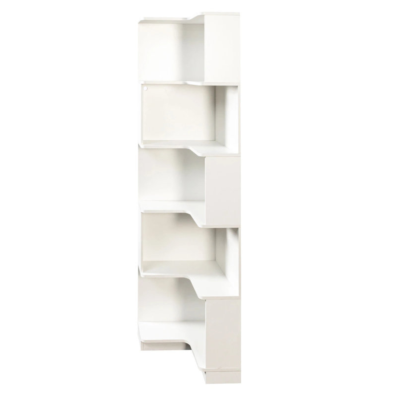 Étagère d'angle avec bibliothèque à 5 niveaux avec chicane , Blanc