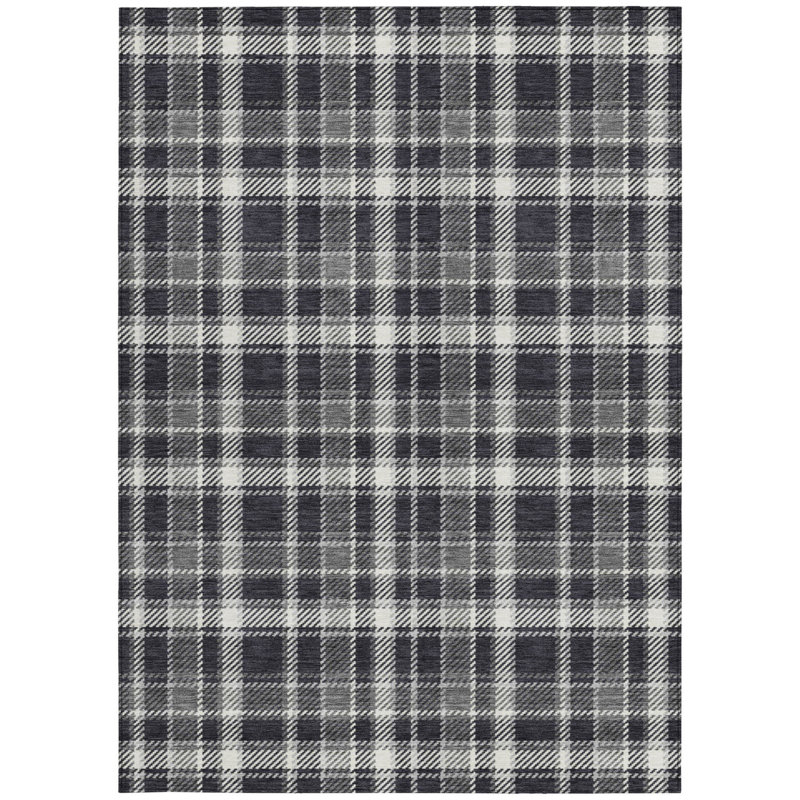 Tapis extérieur antidérapant lavable à carreaux gris et blanc 3 pi x 5 pi
