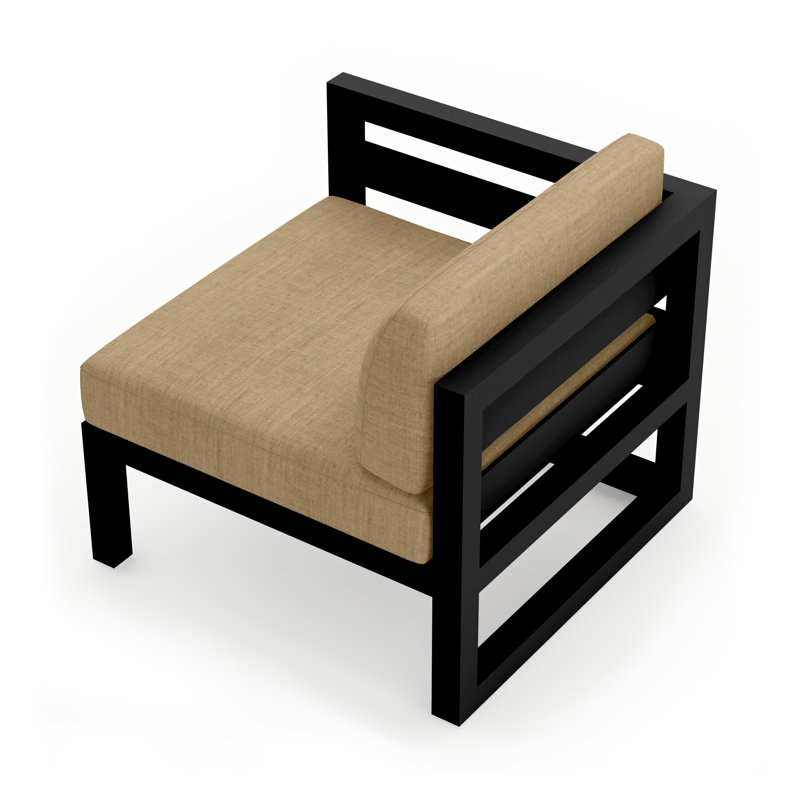 Avion Patio Chair with Sunbrella Cushions, Canvas Heather Beige Sunbrella® Canvas, Black
