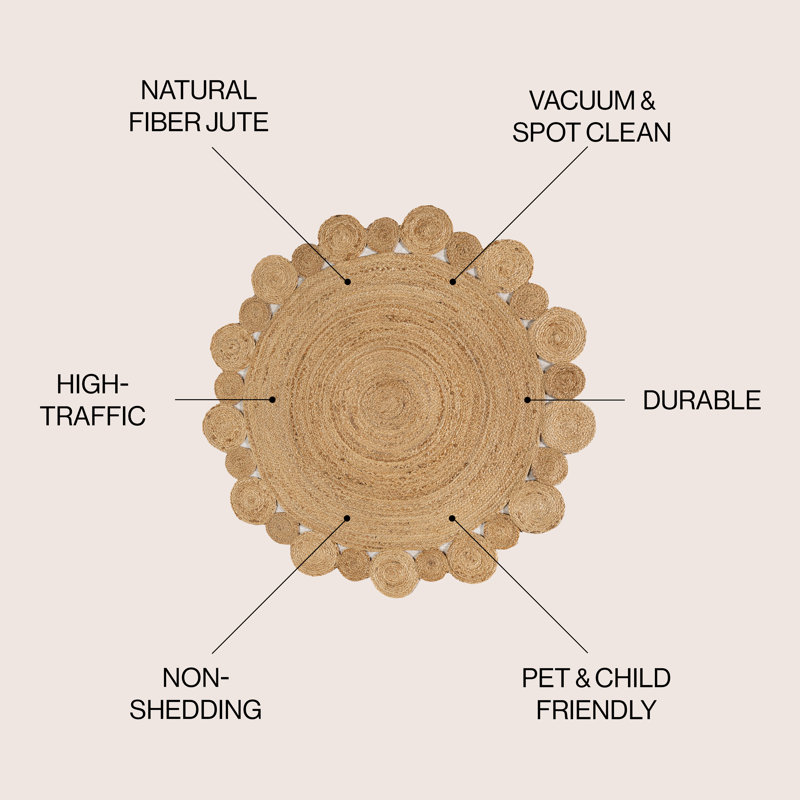 Tapis rond à motif géométrique brun, Rond 7 pi