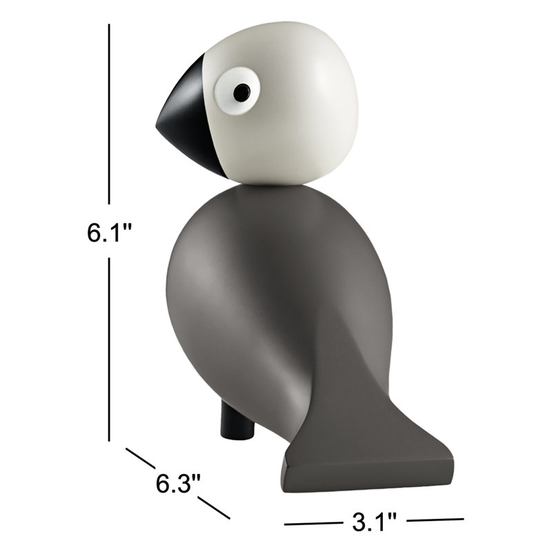 Songbird Ernst Figurine, 6.1" H x 6.3" W x 3.1" D, Gray/Light Gray, 1