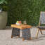 Table pliante en bois avec sangle et tentation tissée, brun noir, 19,61 po de profondeur x 13,34 po de hauteur et 16 po de hauteur, prête à être utilisée sans assemblage