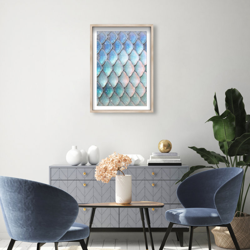 Mermaid Zoom Shadowbox Fantasy & Sci Fi Print by Oliver Gal, Black Frame, 10 x 15, 31.5"H x 21.5"W, Natural Oak Shadowbox