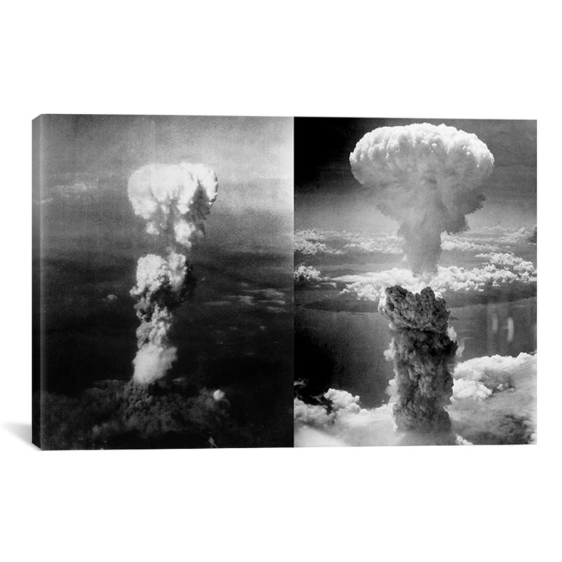 Atomic Bombings of Hiroshima and Nagasaki Photographic Print on Canvas, 12" H x 18" W x 0.75" D