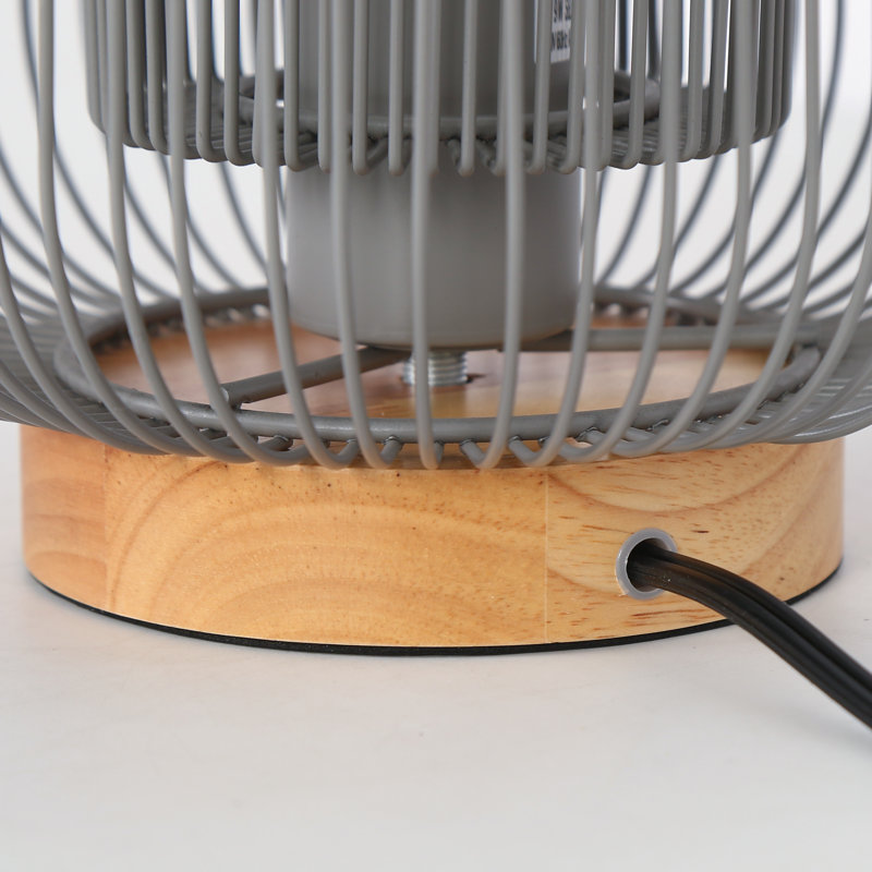 Lampe de table à cage métallique de 19,3 cm (7,6 po) avec 1 lumière réglable et base en bois