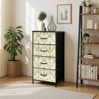 Commode à 4 tiroirs avec tiroirs verticaux et fleurs