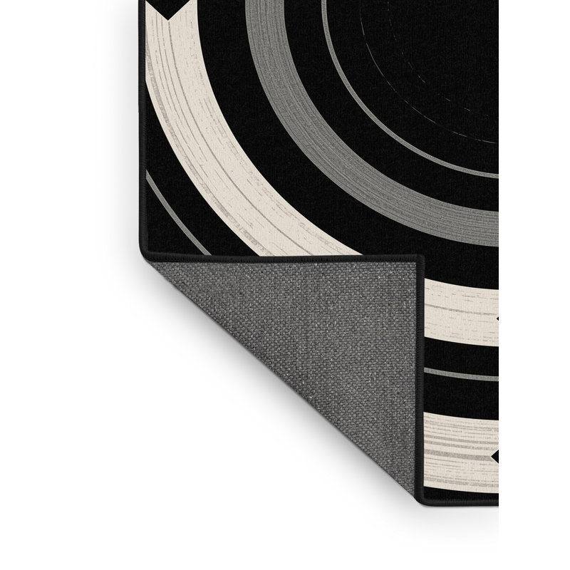 Tapis bleu doux et moelleux à motif géométrique Eakes, Carré 5 pi