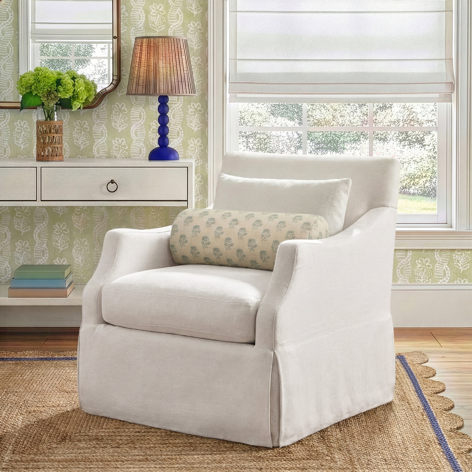 Rossi Upholstered Swivel Armchair, Paxton Sand
