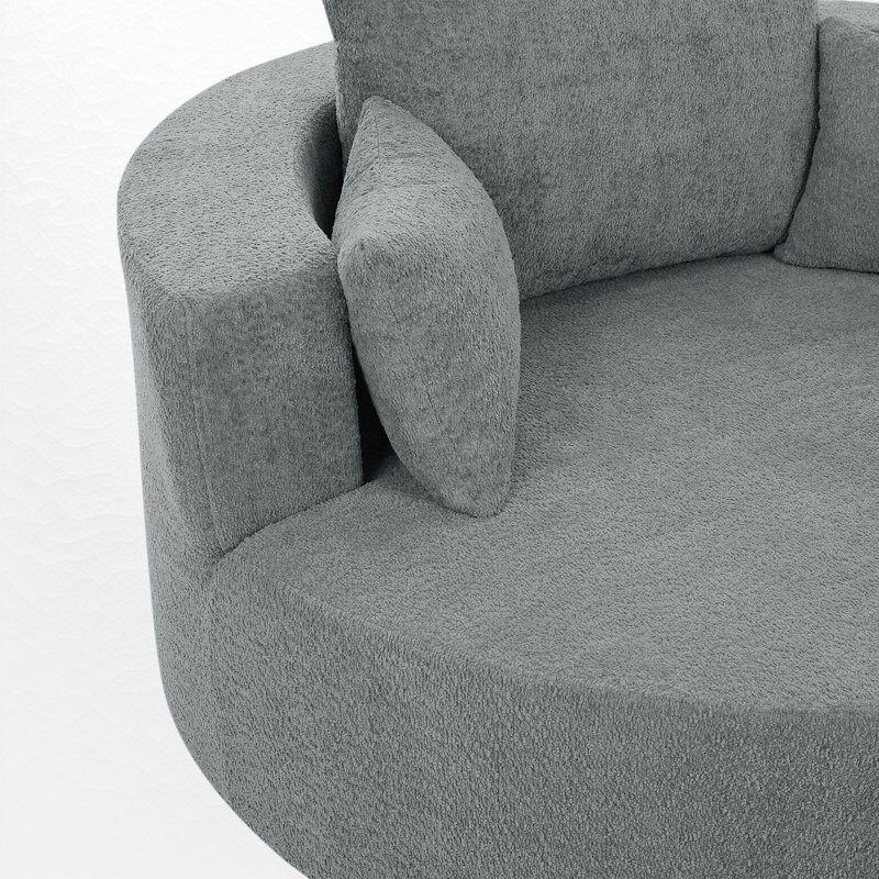 Oversized Swivel Accent Chair, Gray, 35.4"H x 56.4"W x 56.4"D