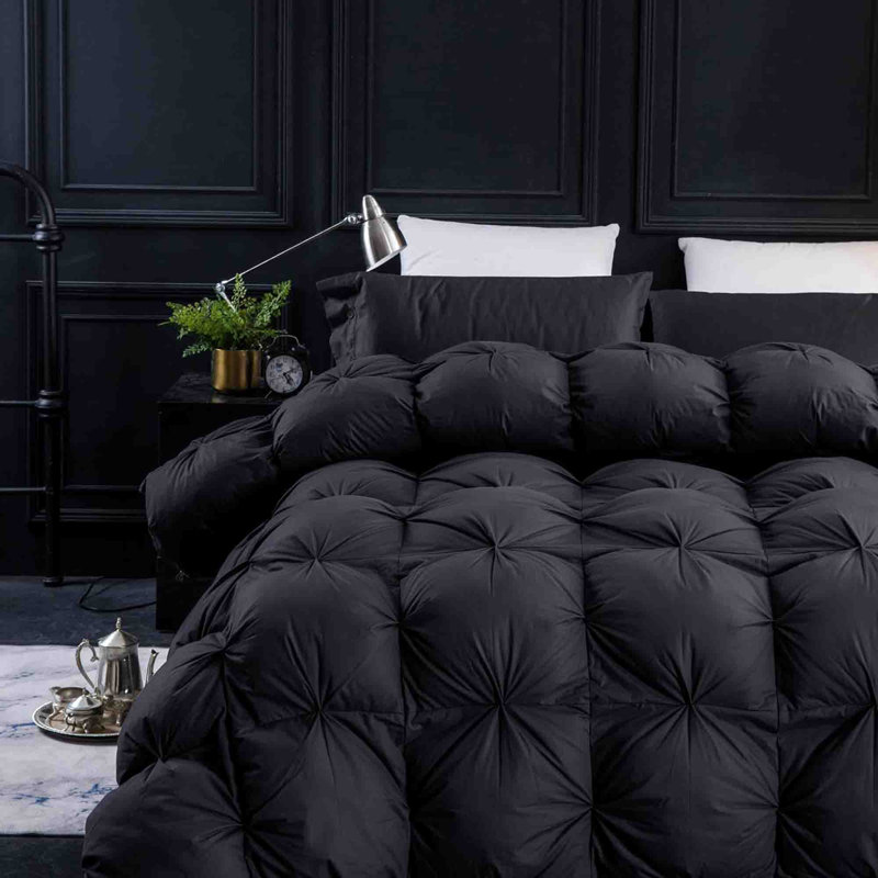 Luxurious Black/Gray Queen Goose Down Cotton Comforter