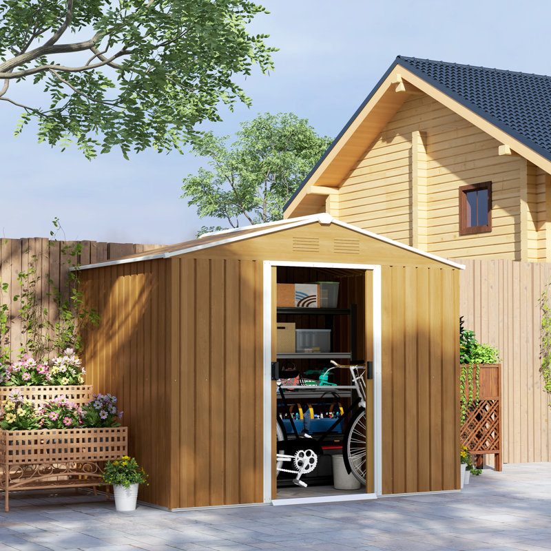 Garden 8 ft. W x 6 ft. D Galvanised Steel Storage Shed