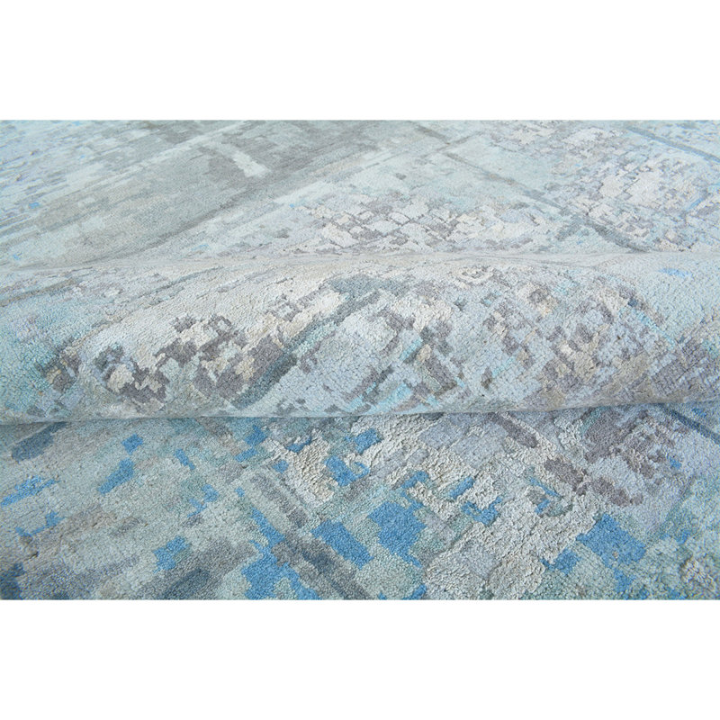 Hand Woven Silk and Wool Area Rug, Rectangle 2' x 3'