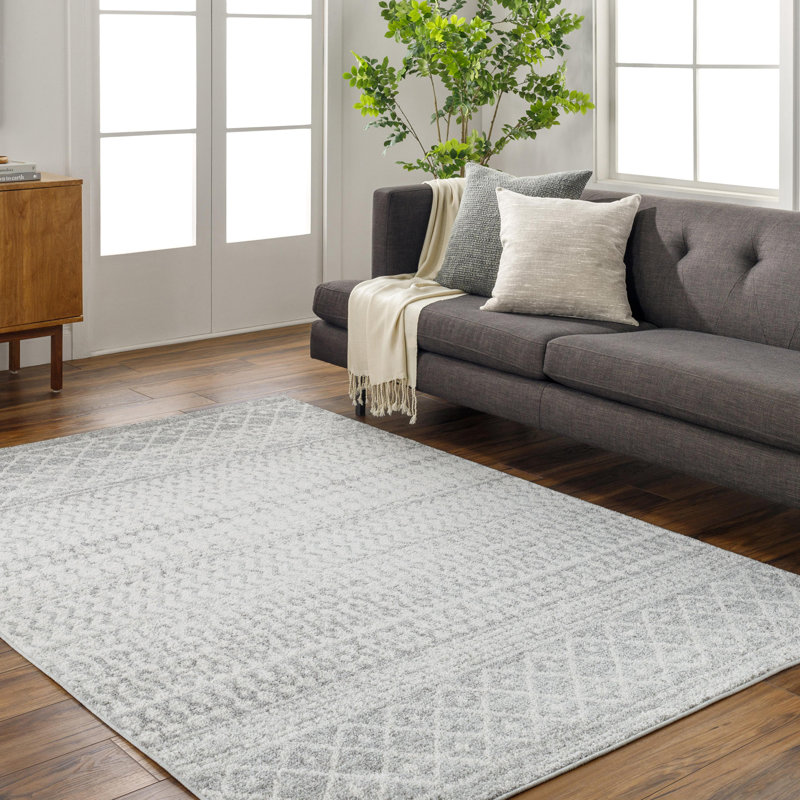 Narine Machine Woven Grey/White Indoor Rug, Rectangle 160 x 230 cm