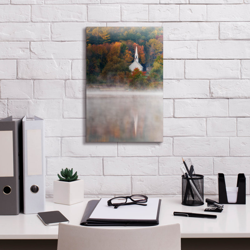 «The Little White Church» par Rick Berk, art mural sur toile, H 18 po x l 12 po x P 0,75 po