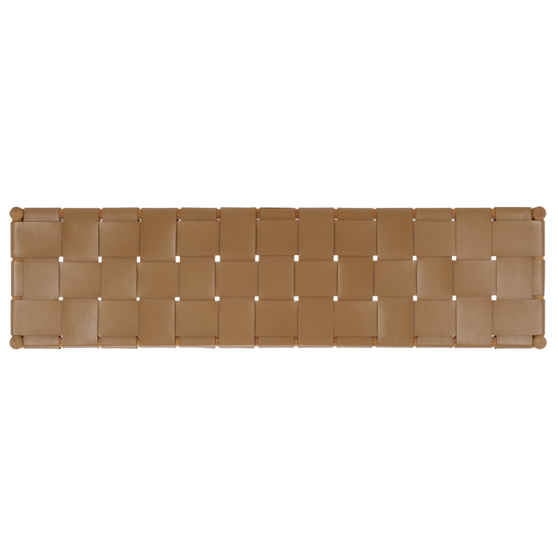 Devnie Woven Leather Bench, Natural, Brown
