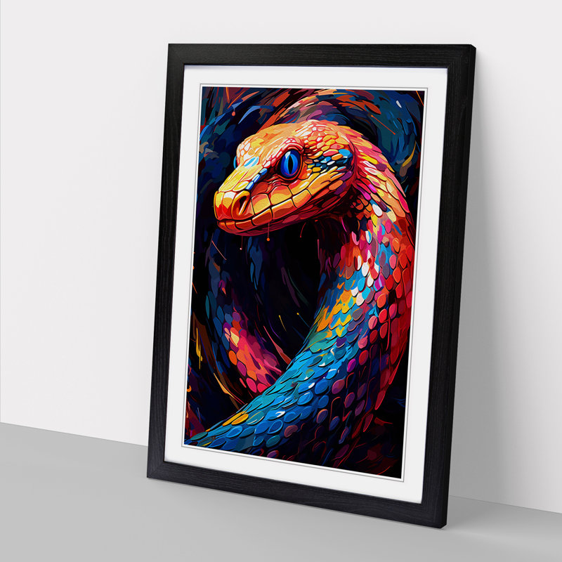 Python Abstract - Framed Print, Black, 34cm H x 25cm W x 2cm D