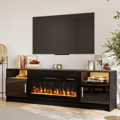  Ivy Bronx 70 Inch Black Electric Fireplace Tv Stand