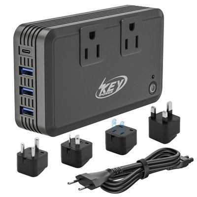 Key Power 220V to 110V Voltage Converter, 230W Step Down International Power Converter Adapter Combo with UK/ AU/ US/ EU Travel Adapter