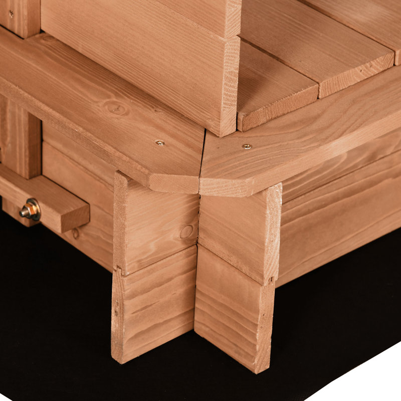 Outsunny 41.7'' x 45.3'' Solid Wood Square Sandbox