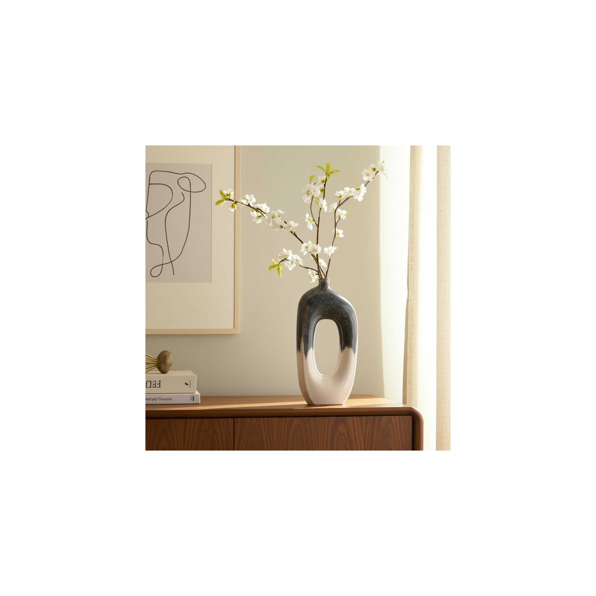 Ilariana Handmade Ceramic Table Vase, 16" H x 8" W x 3" D