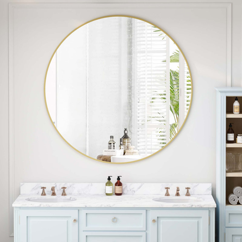 Miroir mural mural, Doré, 41.73" H x 41.73" W