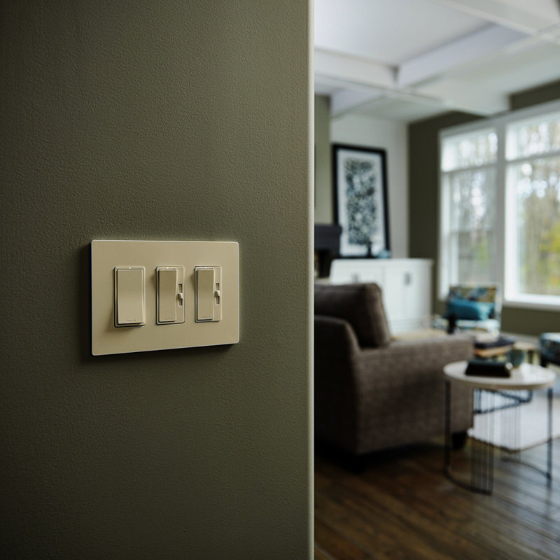 Radiant 15-Amp Single Pole Decorator Rocker Light Switch with Locator Light, Ivory
