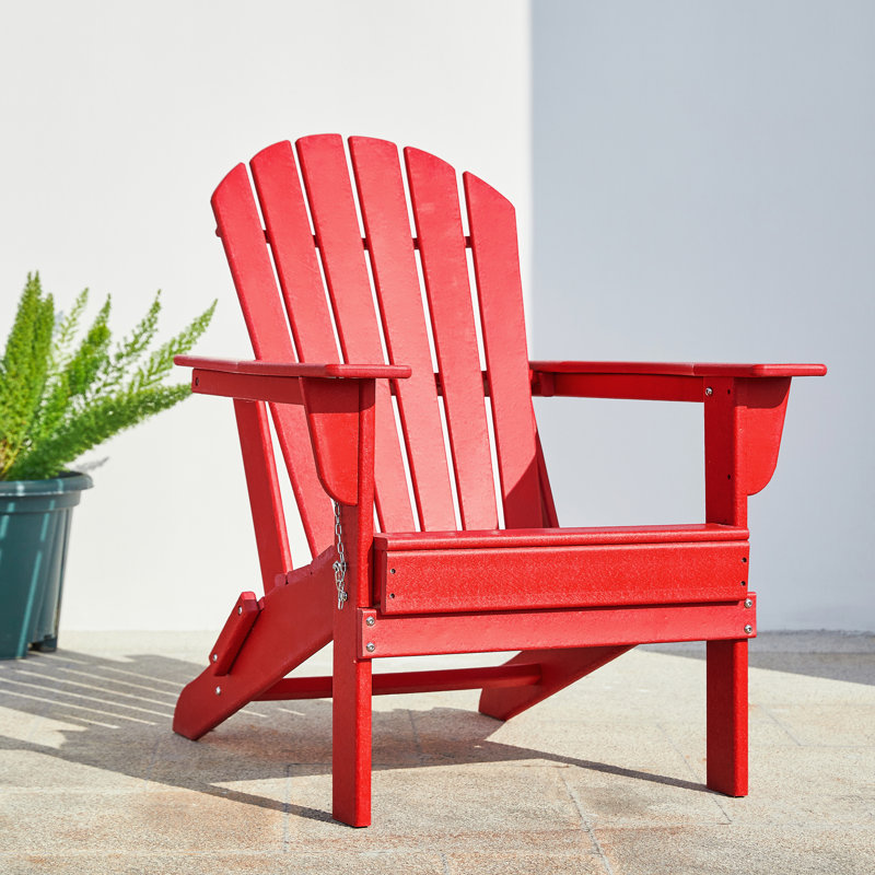 Chaise Adirondack pliante Ramonita en PEHD, Rouge