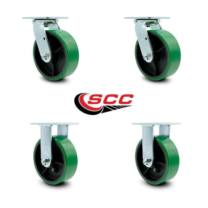 4-Piece Polyurethane and Cast Iron Caster Set