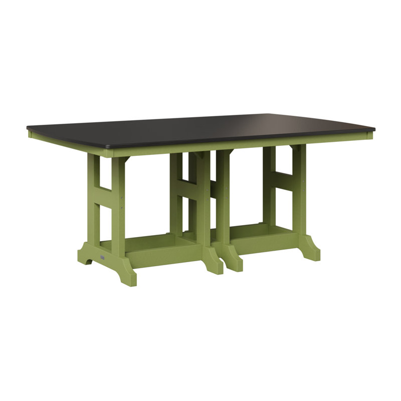 Table de salle à manger rectangulaire Berlin Garden, Vert kiwi, H 30,87 po x l 72 po x P 44 po, Noir martelé