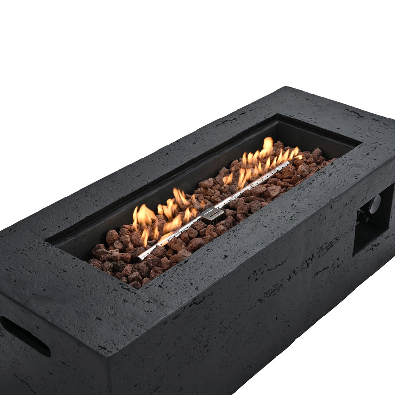 Foyer d'extérieur rectangulaire au propane 40000 BTU, chauffe-terrasse 41,9 po avec brûleur en acier inoxydable et pierres de lave gratuites, couvercle imperméable, adapté pour la cour, la pelouse, les patios, les terrasses et la piscine
