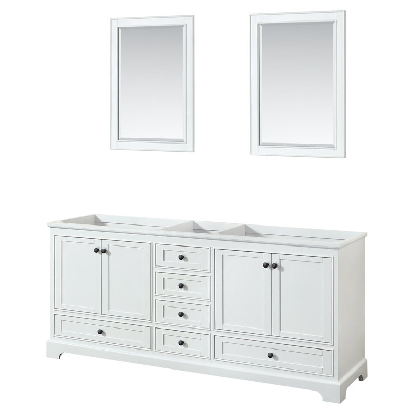 Base de meuble-lavabo double 79 po Deborah, Blanc / noir mat