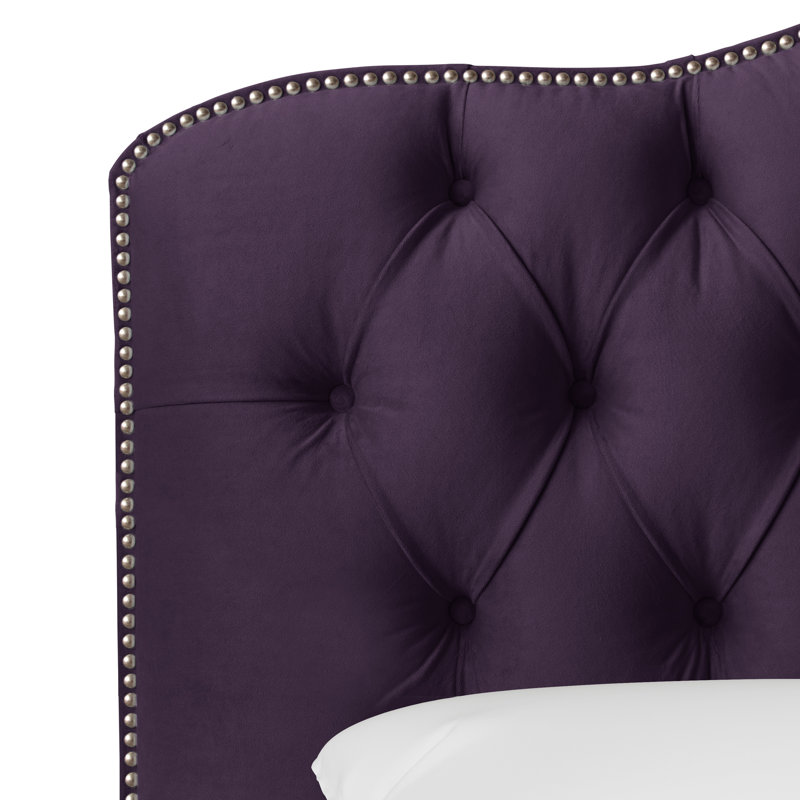 Tête de lit tapissier Aurkene, Double, Velours aubergine