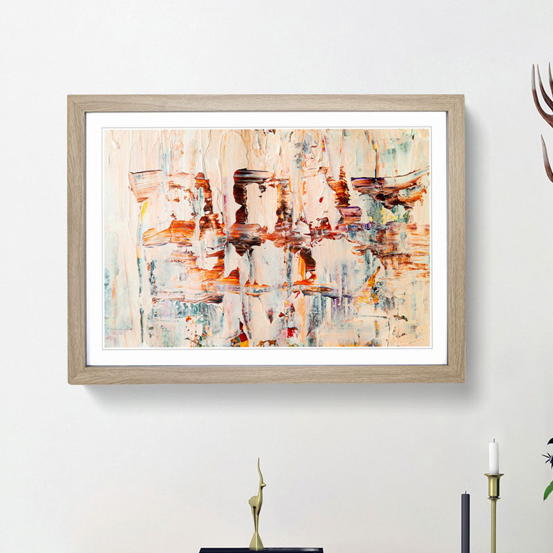 Abstract Art Painting Vol.355 by S.Johnson - Framed Print, Oak Framed, 48cm H x 65cm W x 2cm D