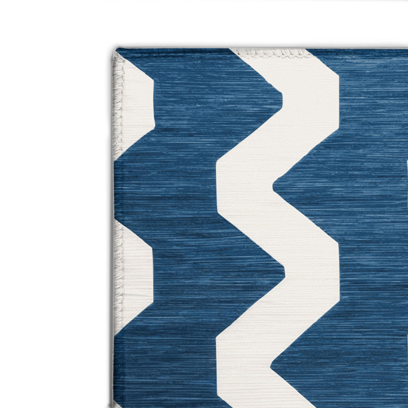 Checkered Blue Indoor and Outdoor Area Rug, Rectangle 2' x 3'