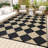 Outdoor Rug Plastic Reversible Rug Waterproof Patio Rug for Outdoor Camping Deck Beach RV Porch Patio and Backyard Black/Cream 9*12-138044920-138044923